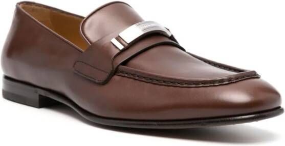 Ferragamo engraved-logo leather loafers Brown