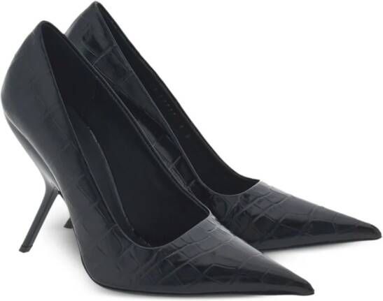 Ferragamo Eva 105mm crocodile-embossed pumps Black