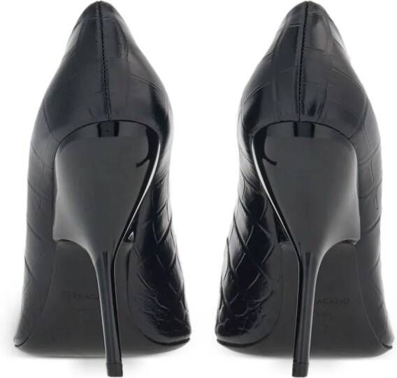 Ferragamo Eva 105mm crocodile-embossed pumps Black