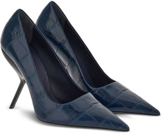 Ferragamo Eva 120mm crocodile-effect pumps Blue