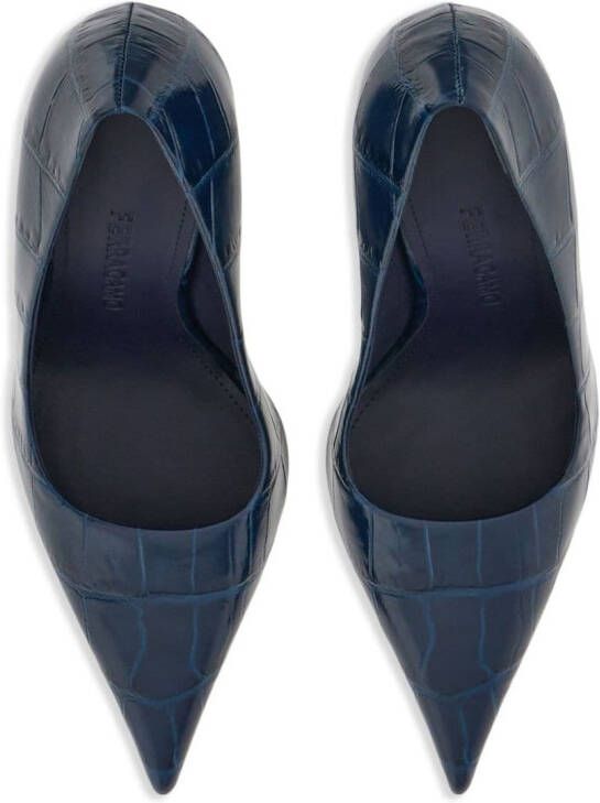 Ferragamo Eva 120mm crocodile-effect pumps Blue