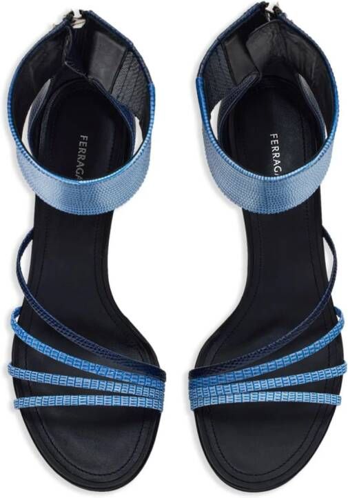Ferragamo faded-effect 85mm leather sandals Blue