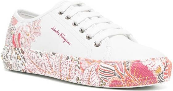 Ferragamo floral-print lace-up sneakers White
