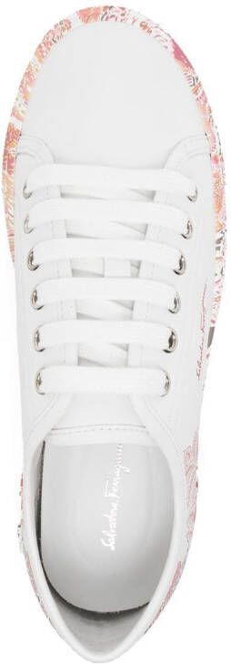 Ferragamo floral-print lace-up sneakers White