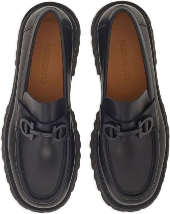 Ferragamo Florian square-toe leather loafers Black