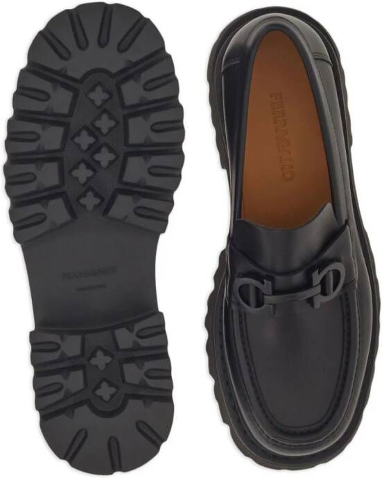 Ferragamo Florian square-toe leather loafers Black