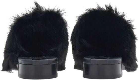 Ferragamo fur pointed-toe slippers Black