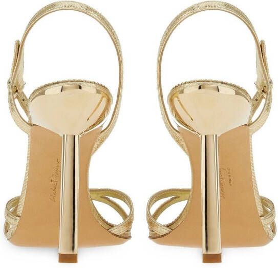 Ferragamo Gancini 105mm metallic leather sandals Gold