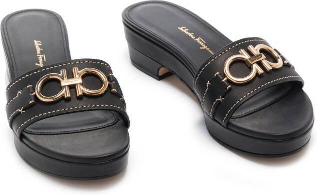 Ferragamo Gancini 45mm leather mules Black