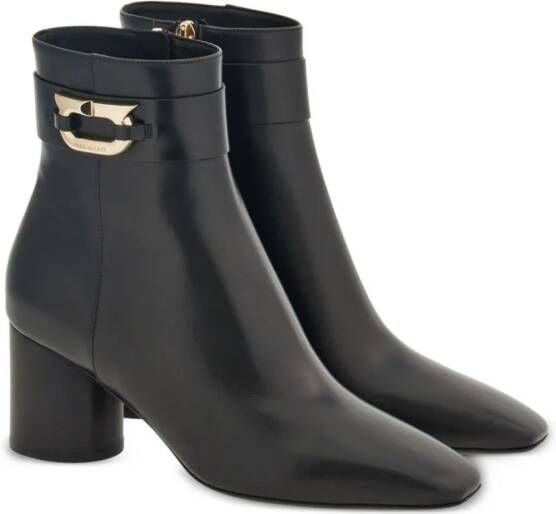Ferragamo Gancini 60mm leather ankle boots Black