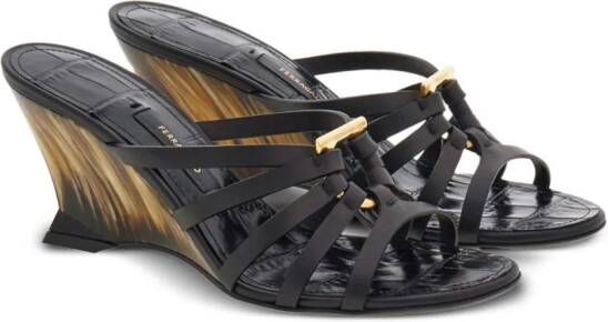 Ferragamo Gancini 70mm wedge sandals Black