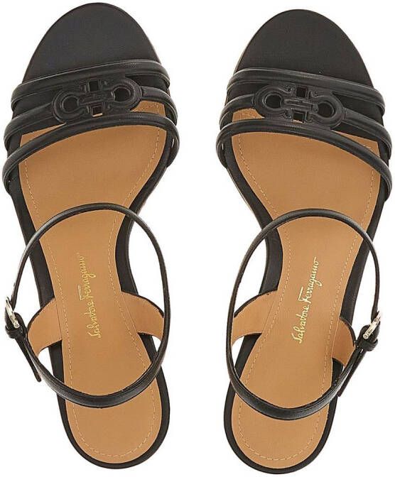 Ferragamo Gancini 70mm wedge sandals Black