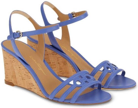 Ferragamo Gancini 70mm wedge sandals Blue