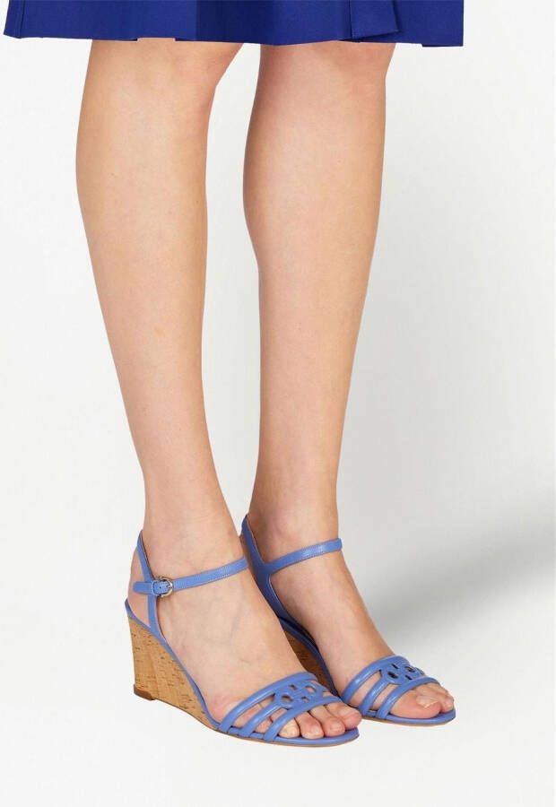 Ferragamo Gancini 70mm wedge sandals Blue