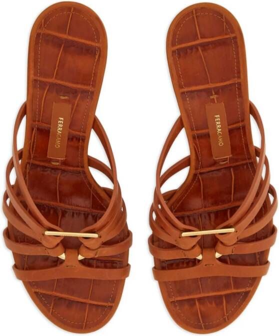 Ferragamo Gancini 70mm wedge sandals Brown
