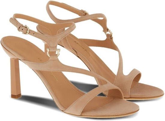 Ferragamo Gancini 85mm suede sandals Neutrals