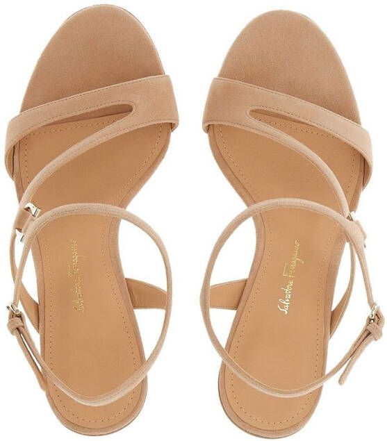 Ferragamo Gancini 85mm suede sandals Neutrals