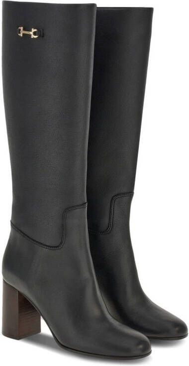 Ferragamo Gancini-bit leather boots Black