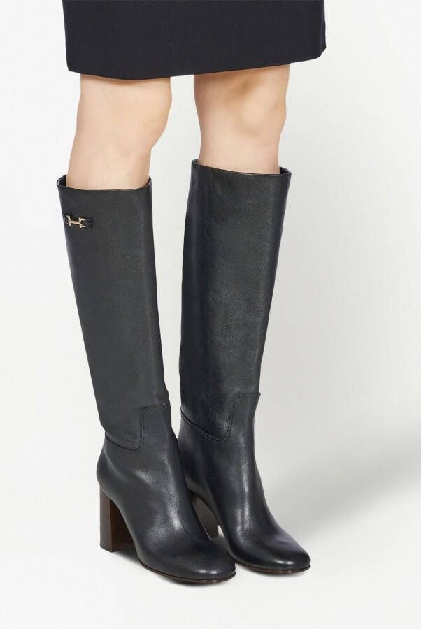 Ferragamo Gancini-bit leather boots Black