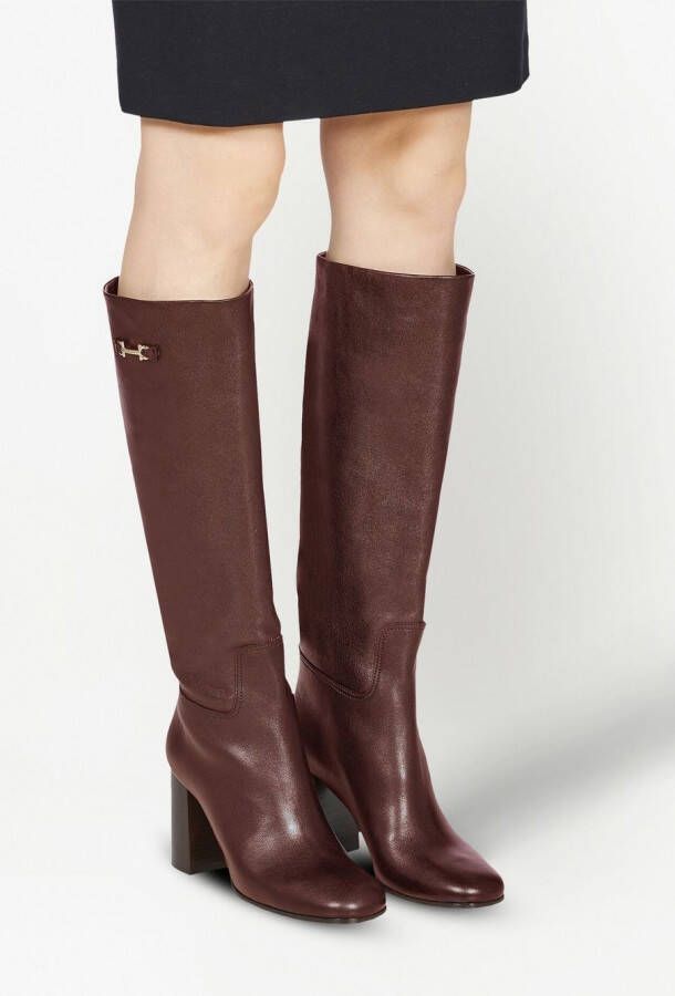 Ferragamo Gancini-bit leather boots Brown