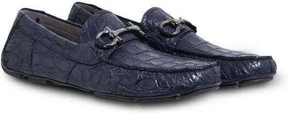 Ferragamo Gancini-buckle leather driving shoes Blue