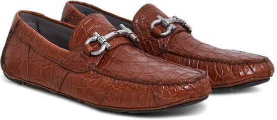 Ferragamo Gancini-buckle leather driving shoes Brown