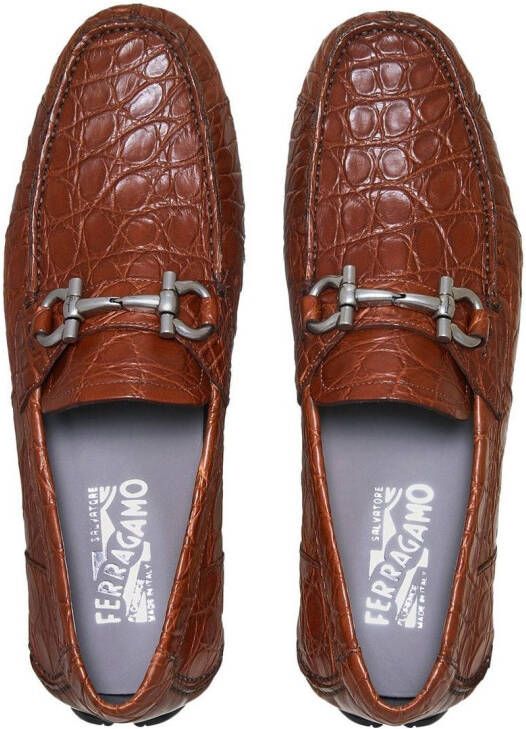 Ferragamo Gancini-buckle leather driving shoes Brown