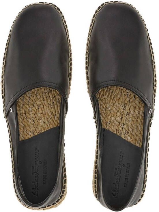 Ferragamo Gancini-buckle leather espadrilles Black