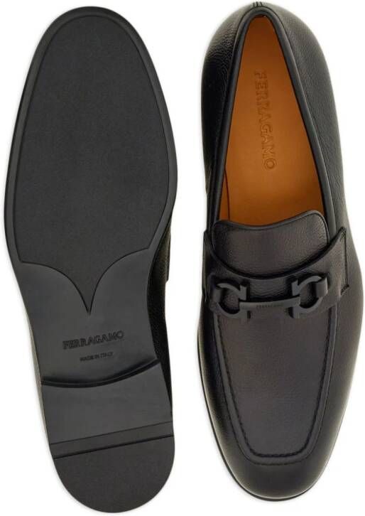 Ferragamo Gancini-buckle leather loafers Black
