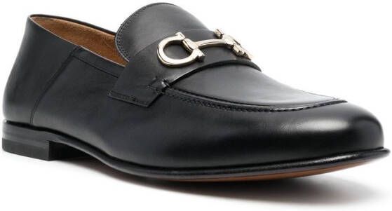 Ferragamo Gancini-buckle leather loafers Black