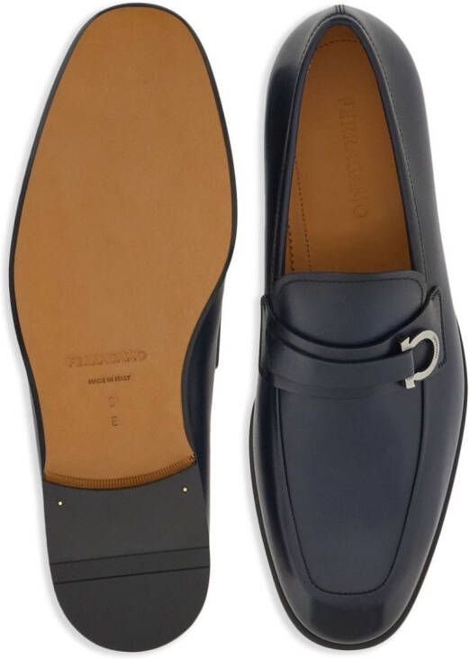 Ferragamo Gancini-buckle leather loafers Blue