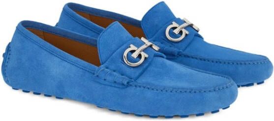 Ferragamo Gancini-buckle leather loafers Blue