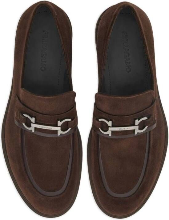 Ferragamo Gancini-buckle leather loafers Brown