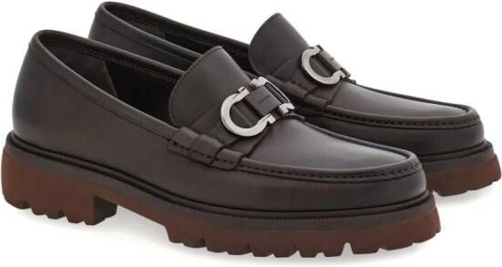 Ferragamo Gancini-buckle leather loafers Brown