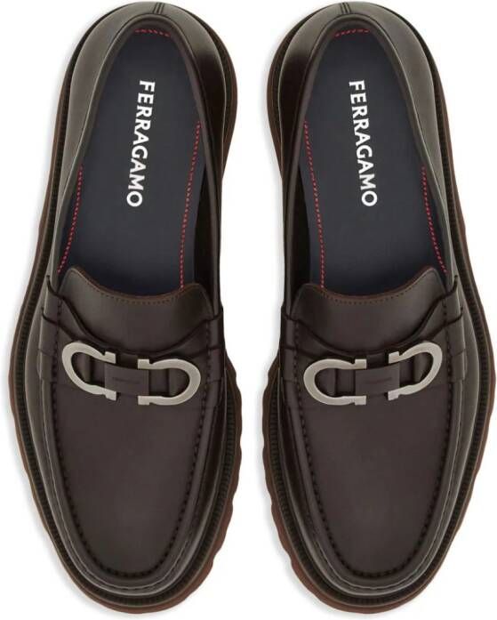 Ferragamo Gancini-buckle leather loafers Brown