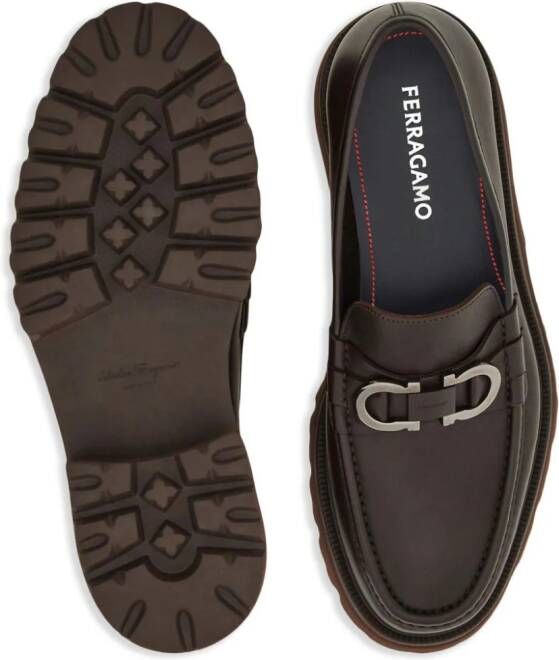 Ferragamo Gancini-buckle leather loafers Brown