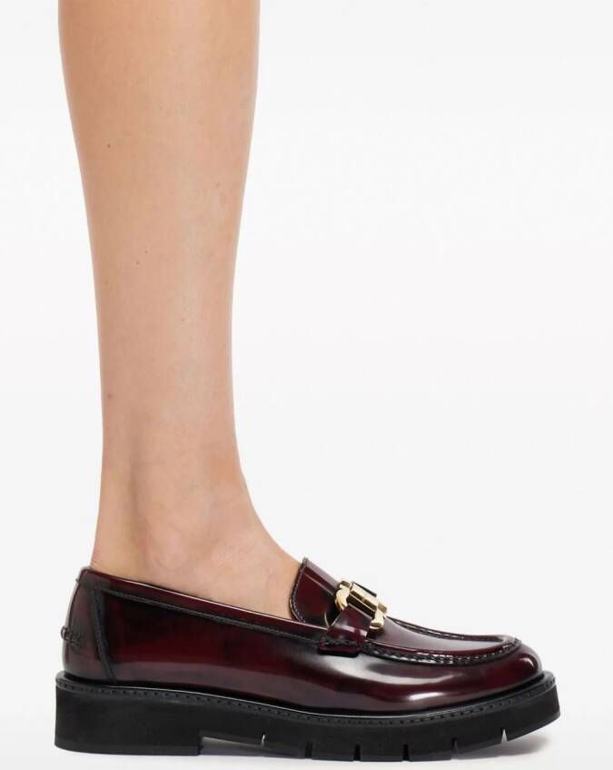 Ferragamo Gancini-buckle leather loafers Red