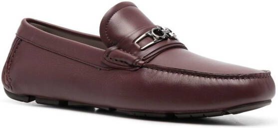 Ferragamo Gancini-buckle leather loafers Red