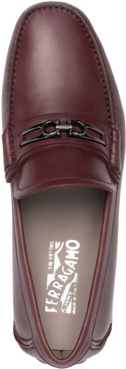 Ferragamo Gancini-buckle leather loafers Red
