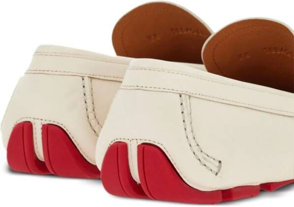 Ferragamo Gancini buckle leather loafers White