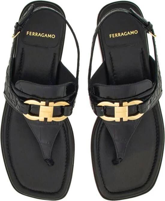 Ferragamo Gancini-buckle leather sandals Black