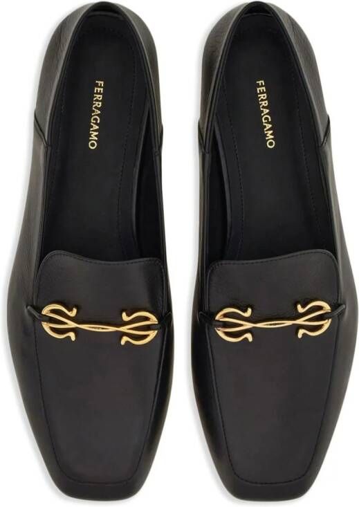 Ferragamo Gancini-charm leather loafers Black