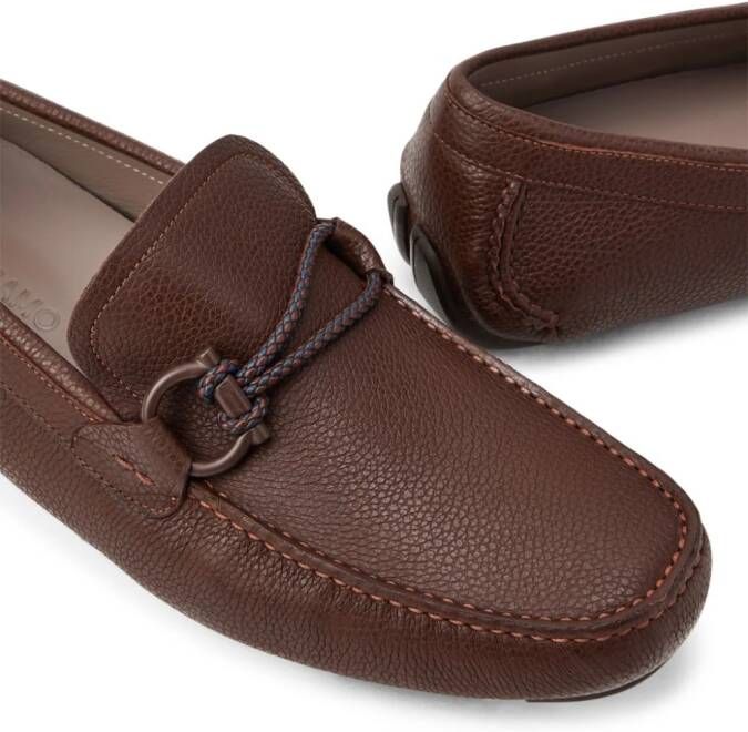 Ferragamo Gancini-embellished leather loafers Brown