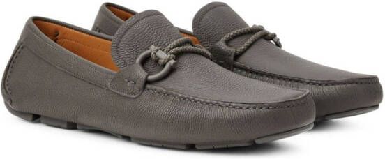 Ferragamo Gancini-embellished leather loafers Grey