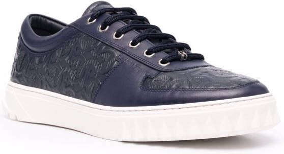 Ferragamo Gancini-embossed leather sneakers Blue