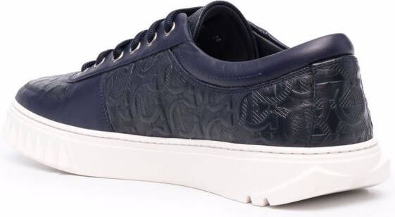 Ferragamo Gancini-embossed leather sneakers Blue