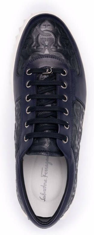 Ferragamo Gancini-embossed leather sneakers Blue
