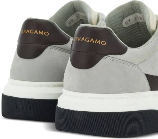 Ferragamo Gancini-embroidered leather sneakers Grey