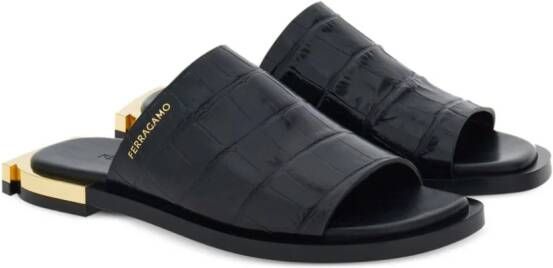 Ferragamo Gancini-heel leather mules Black