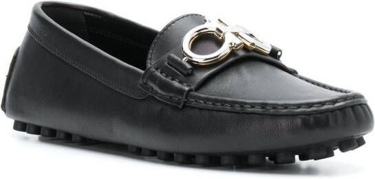 Ferragamo Gancini-horsebit leather loafers Black